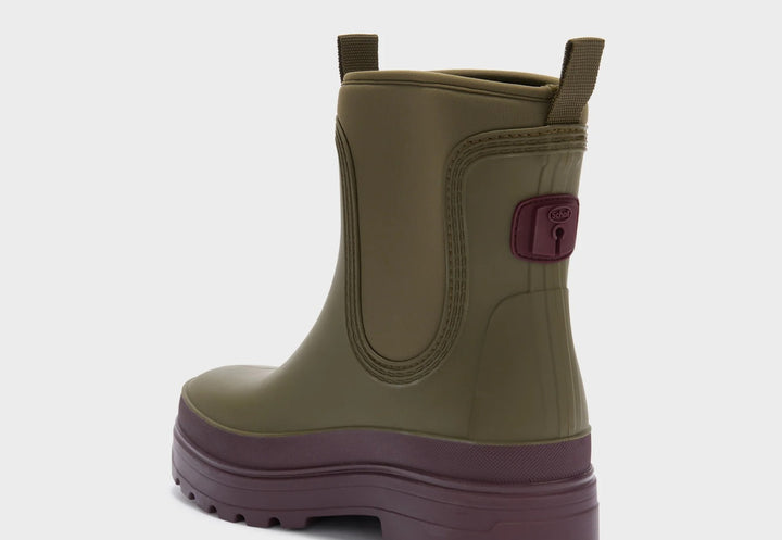SCHOLL Gummistiefel Boots mit Filzeinlage, Farbe Khaki/Bordeaux
