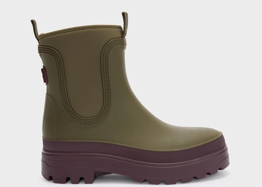 SCHOLL Gummistiefel Boots mit Filzeinlage, Farbe Khaki/Bordeaux