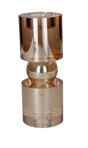 TEELICHT-/KERZENHALTER SARI, Kristallglas, Farbe Amber Braun, groß