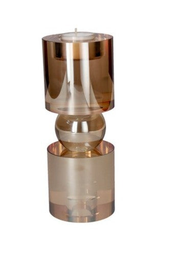 TEELICHT-/KERZENHALTER SARI, Kristallglas, Farbe Amber Braun, groß
