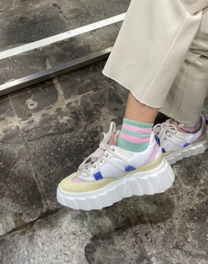 OOLEY Socken MIDI Pastel - Bubblegum Grün Doppelpack
