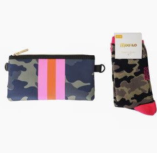 MOO ILO SOCKEN in kleiner Neonpren Tasche, Camouflage