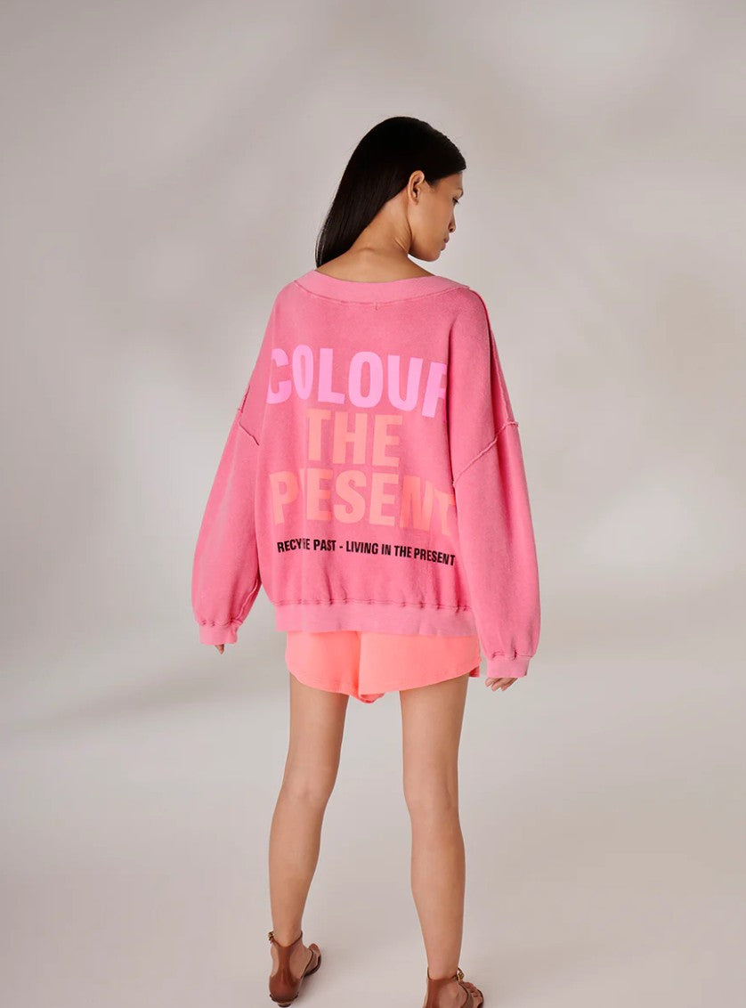 LIV BERGEN Sweatshirt COLUR THE PRESENT, Farbe Pink Watermelon