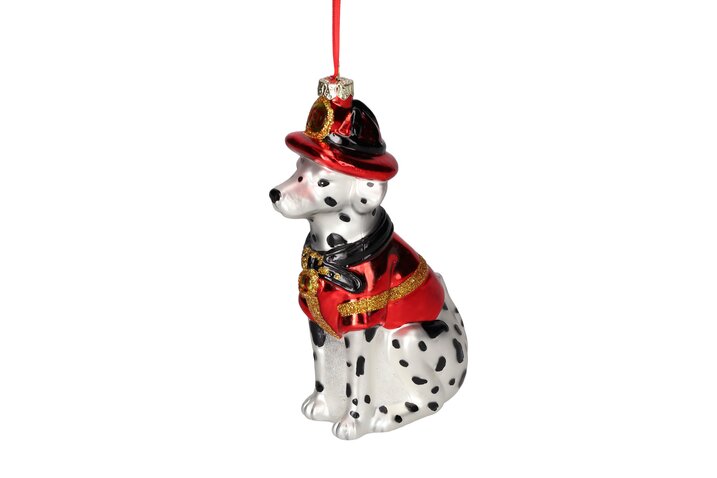 GIFTCOMPANY Christbaumkugel DALMATINER, Farbe Weiß/Schwarz/Rot