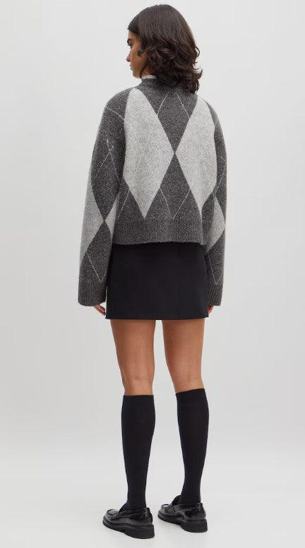 EDITED Pullover Doro, Farbe Grau/Weiß