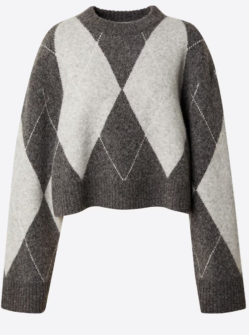 EDITED Pullover Doro, Farbe Grau/Weiß