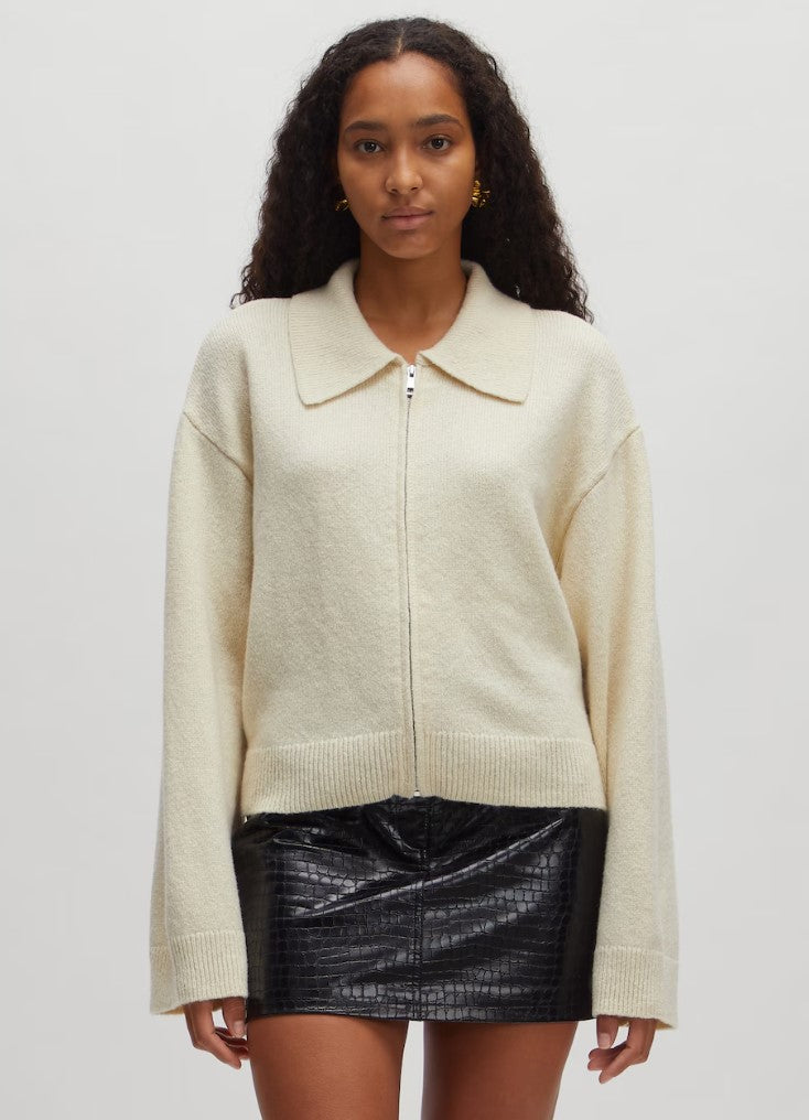 EDITED Cardigan Strickjacke Edda, mit Reißverschluss, Farbe Creme