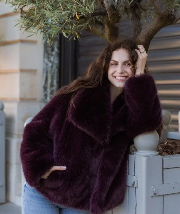 PELZJACKE Kunstfell St. Antoinne, Farbe Bordeaux Lilac