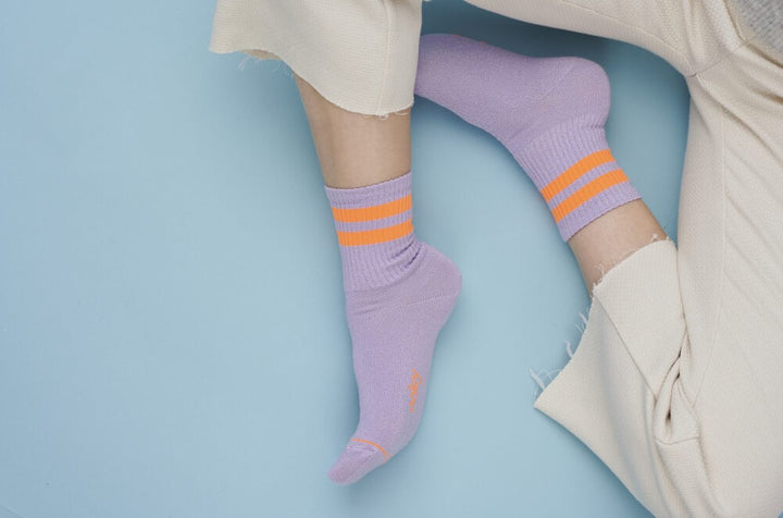 OOLEY Socken Starlight Glitter Flamingo Flieder / Neon Orange