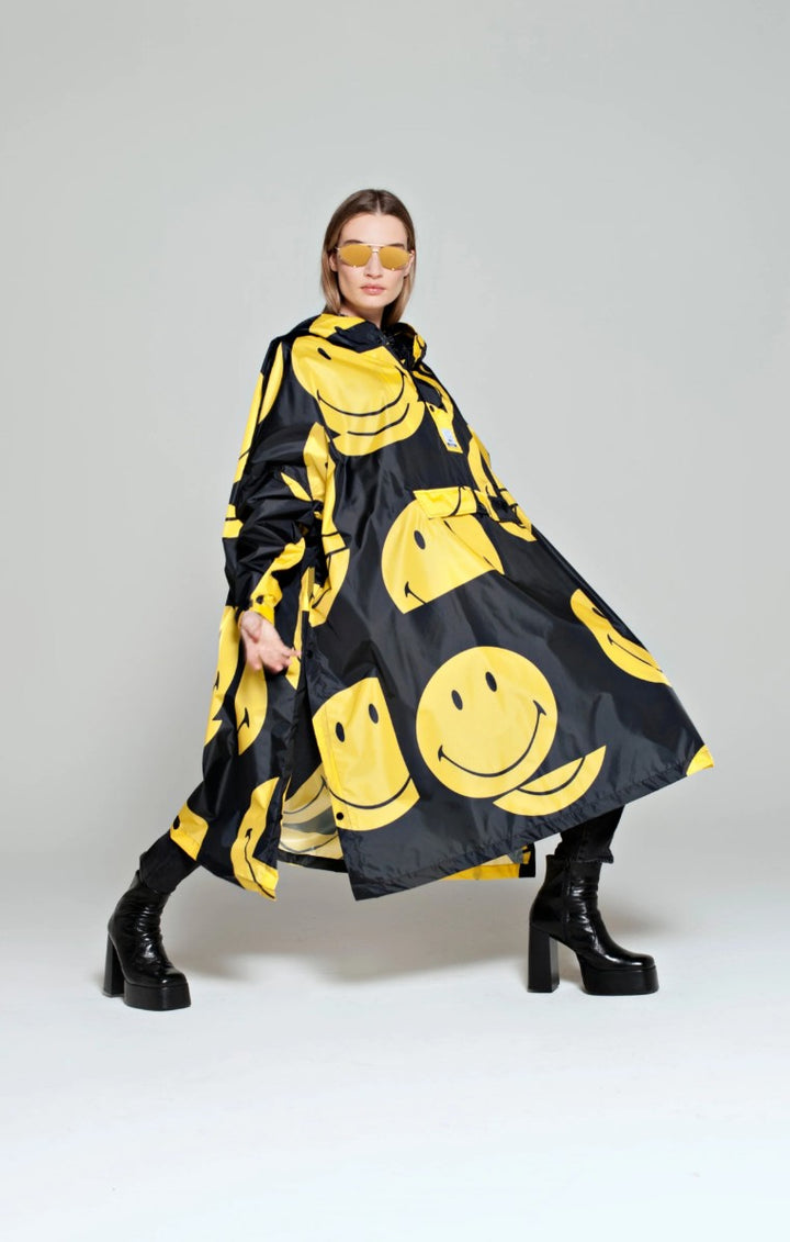 RAIN KISS Poncho smiley - the Original, Farbe Schwarz/Gelb