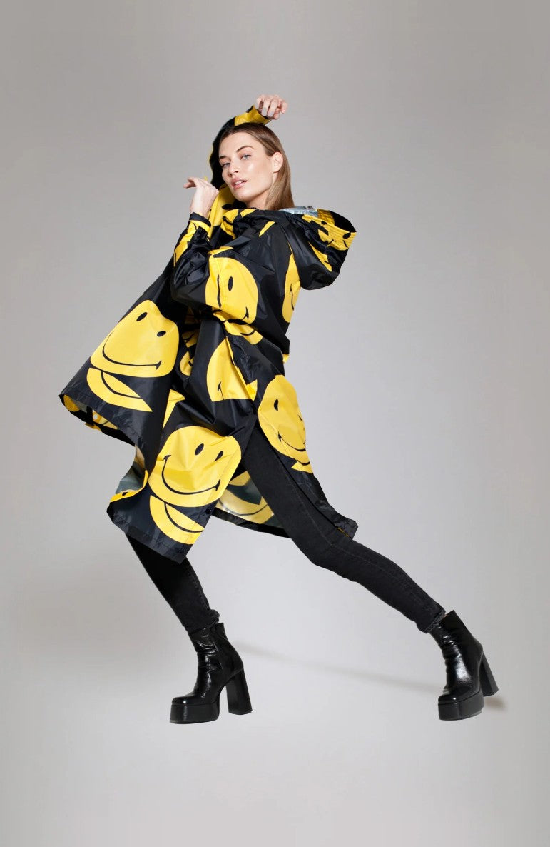 RAIN KISS Poncho smiley - the Original, Farbe Schwarz/Gelb