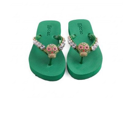 MOO'ILO Schuhe Flipis SKULL Totenkopf, Farbe Grün
