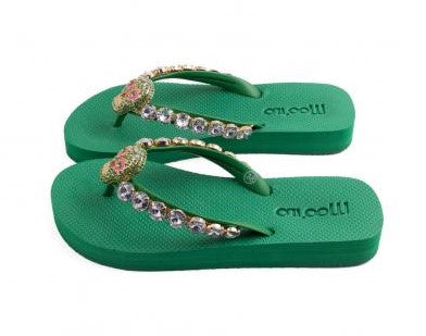 MOO'ILO Schuhe Flipis SKULL Totenkopf, Farbe Grün