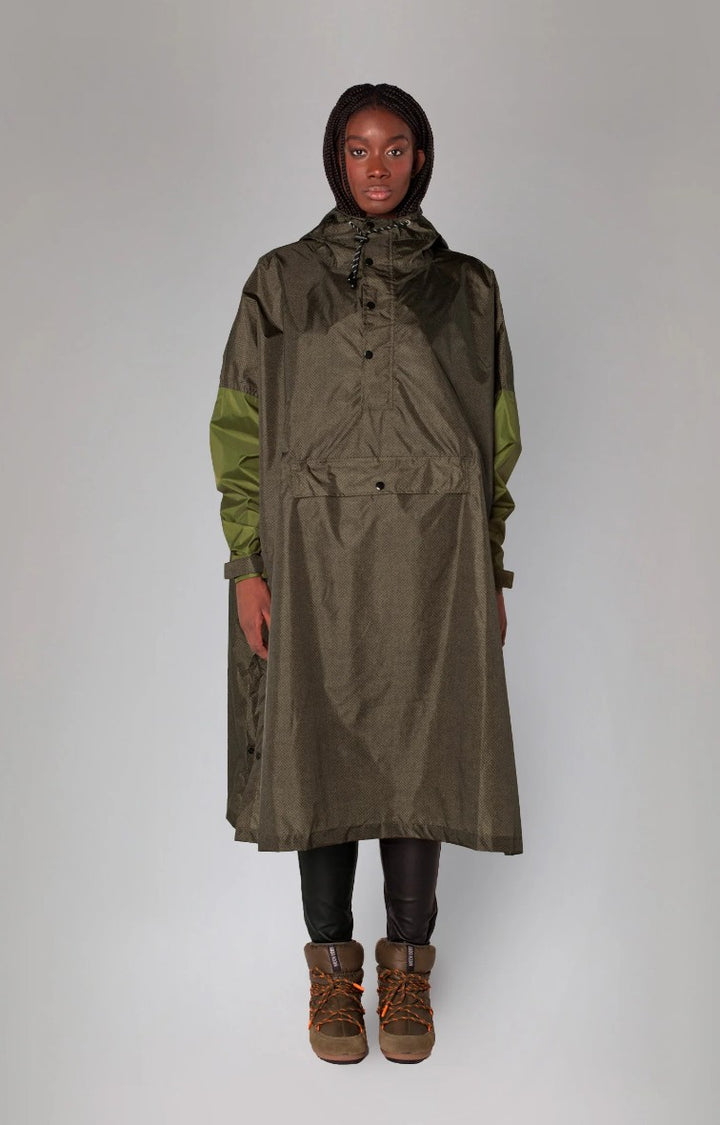 RAIN KISS Poncho Herringbone, Grün Fischgrät