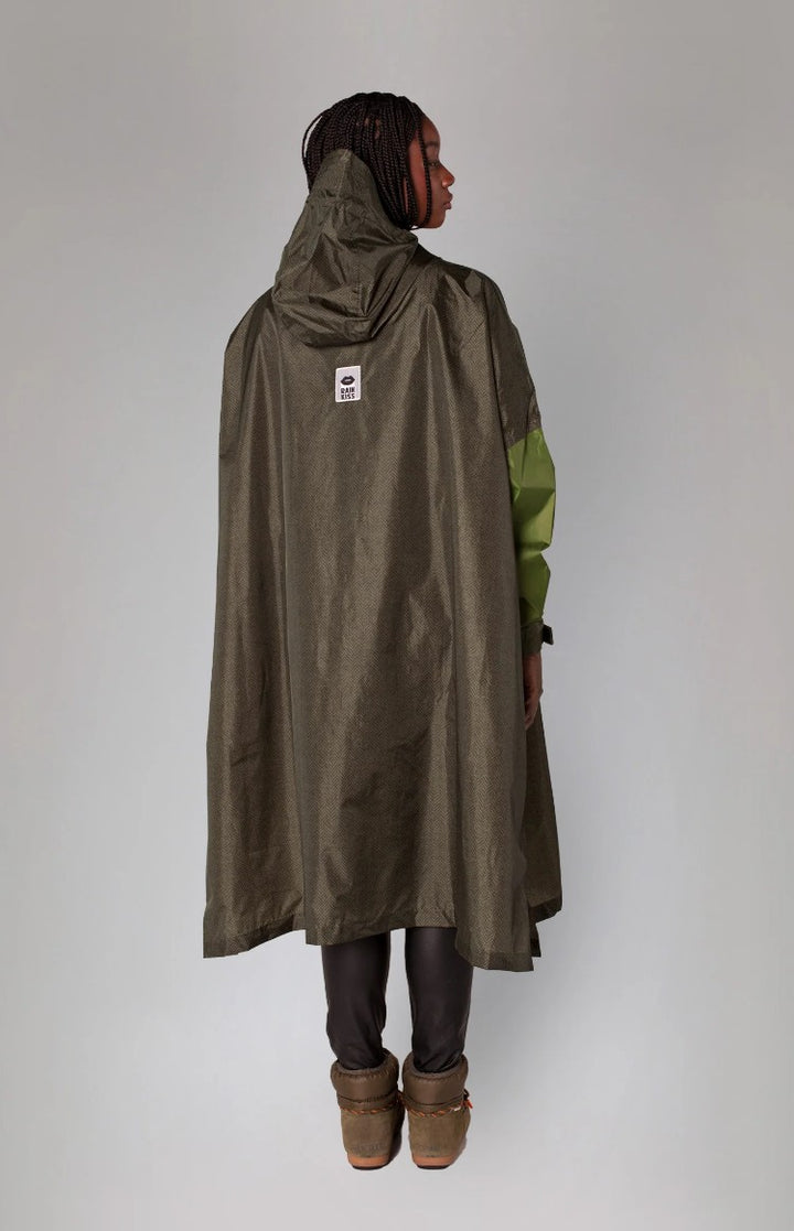 RAIN KISS Poncho Herringbone, Grün Fischgrät