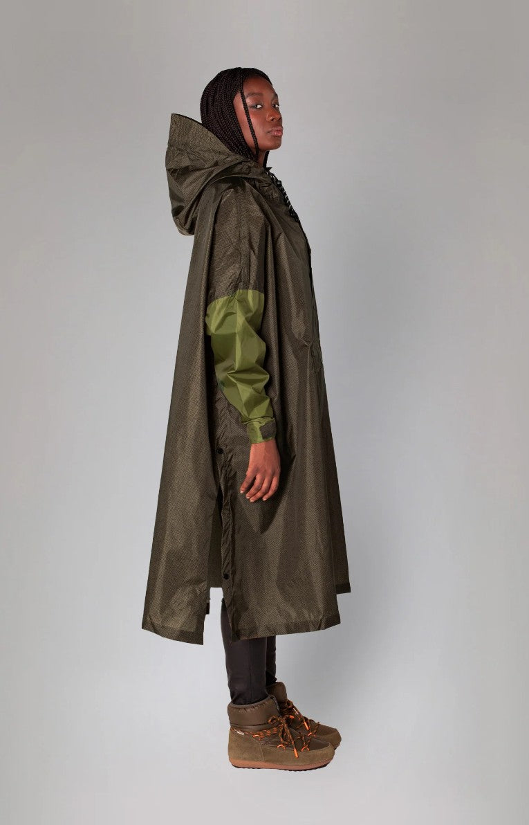 RAIN KISS Poncho Herringbone, Grün Fischgrät