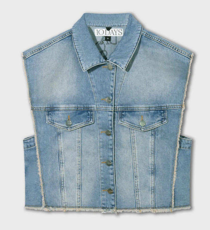 10DAYS Jeans Denim Gilet Weste, Farbe Blue Denim