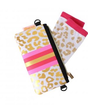 MOO ILO SOCKEN in kleiner Neonpren Tasche, Leo, Farbe Gold