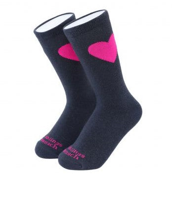 MOO ILO SOCKEN in kleiner Neonpren Tasche, Lieblingsmensch, Farbe Navy/Pink