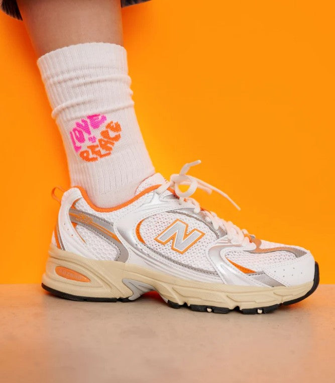 OOLEY Socken Icon - Love Peace Neon Pink / Neon Orange