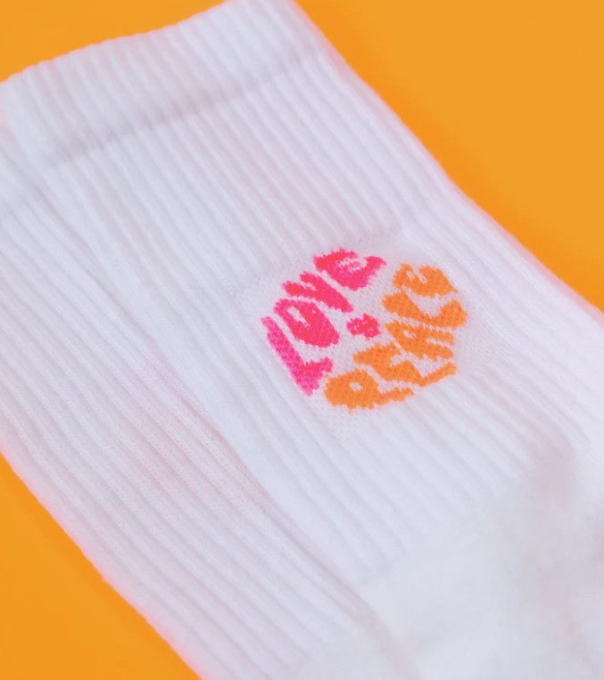 OOLEY Socken Icon - Love Peace Neon Pink / Neon Orange