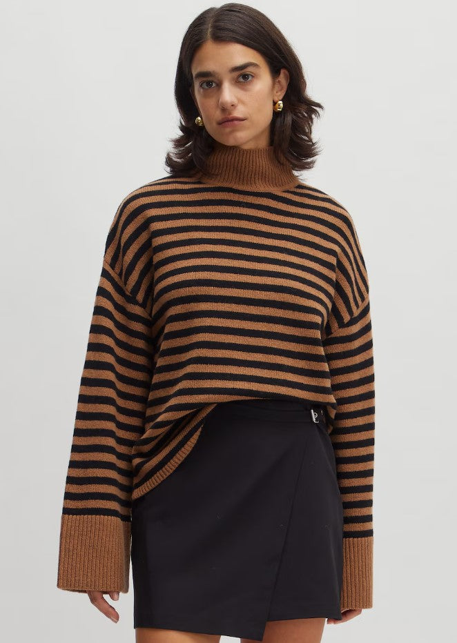 EDITED Pullover Matthea, Farbe Schwarz/Braun gestreift