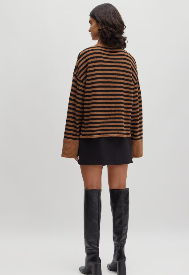 EDITED Pullover Matthea, Farbe Schwarz/Braun gestreift