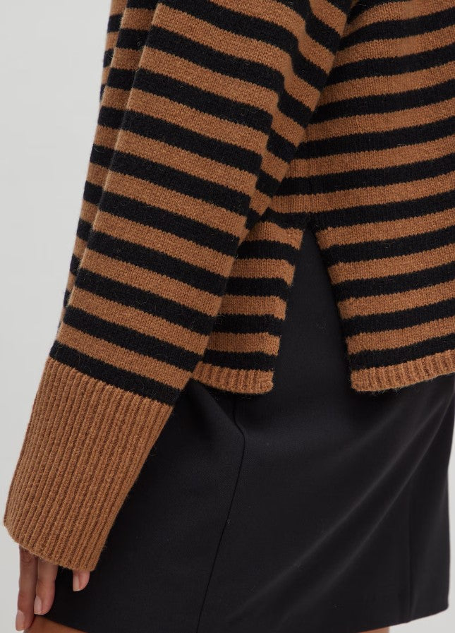 EDITED Pullover Matthea, Farbe Schwarz/Braun gestreift