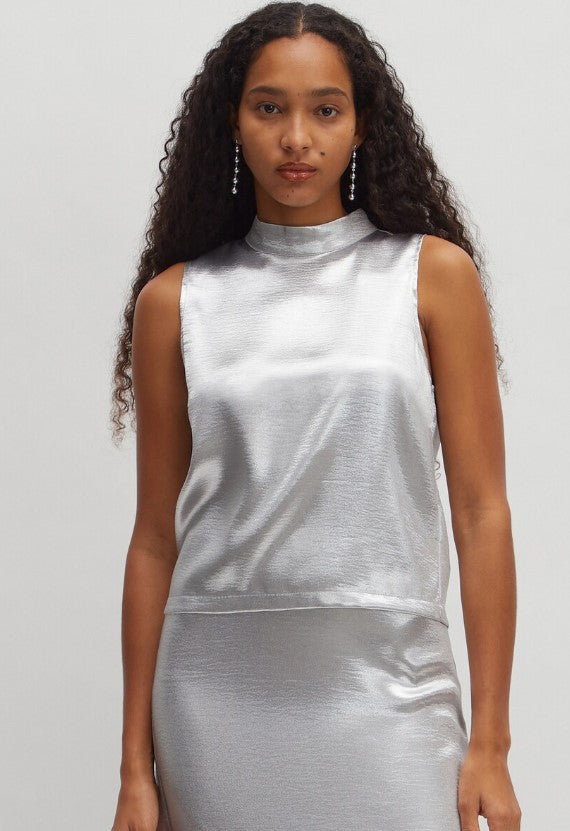 EDITED Bluse Maxim, ohne Arm, Farbe Silber