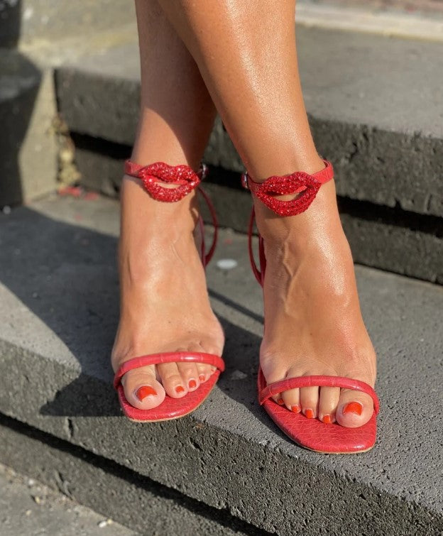 MAXIMONDÄN Schuhclips Glitzer Mund Lippen, Farbe Rot