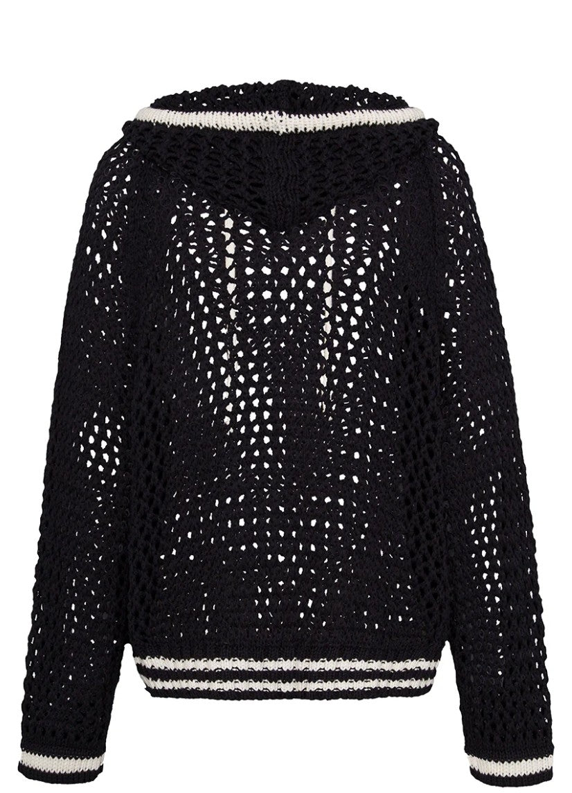 LIV BERGEN Hoodie Crochet Navy Blue