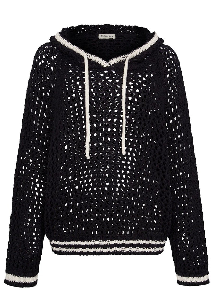 LIV BERGEN Hoodie Crochet Navy Blue