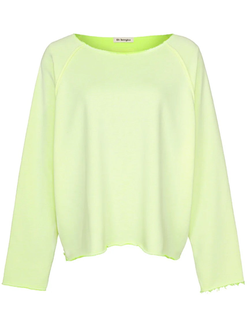 LIV BERGEN Sweatshirt Soft Neon Gelb, Destroyed Look