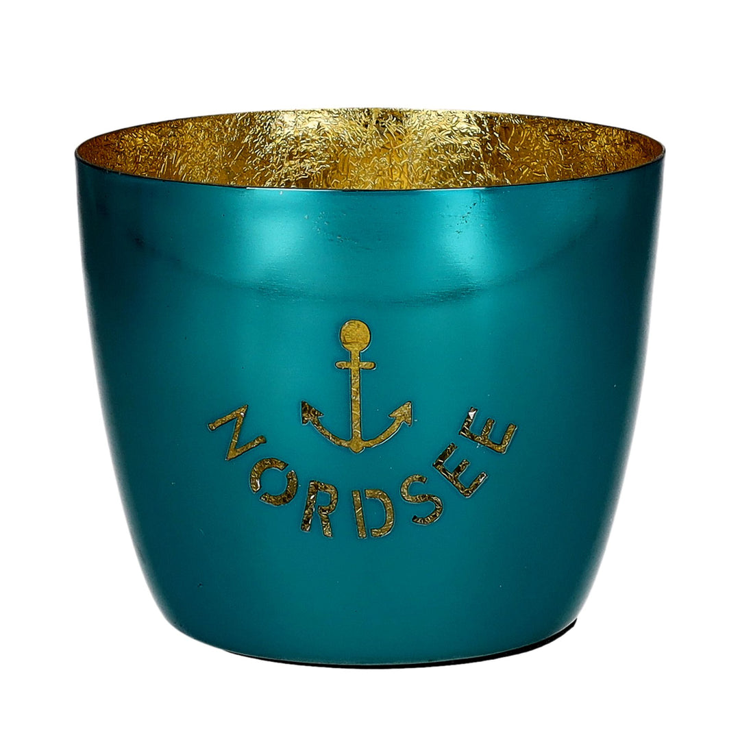 GIFTCOMPANY Windlicht MADRAS OSTSEE, Farbe Blau/Gold