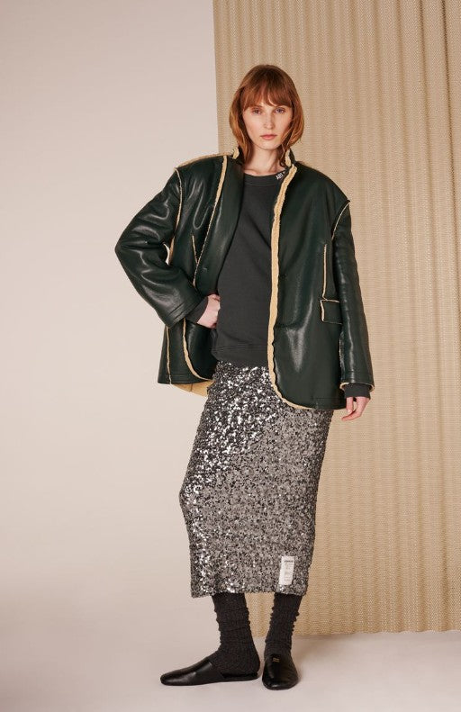 LIV BERGEN Pailletten Rock Farbe Silber