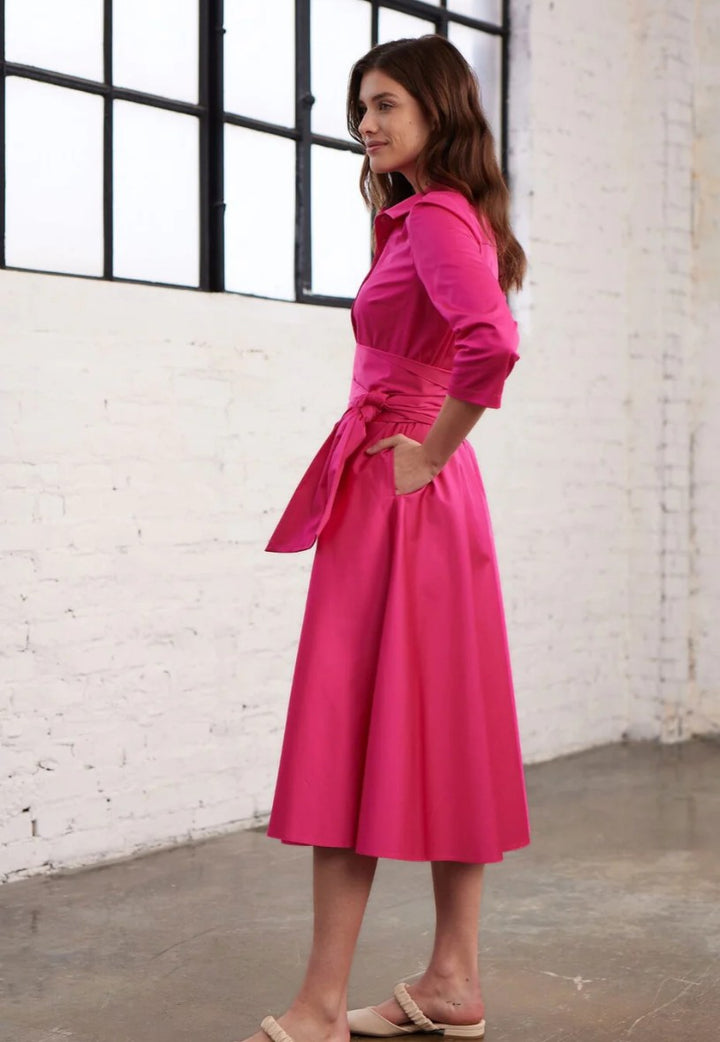 MARIANNA DERI Blusenkleid mit Bindegürtel, Farbe Pink
