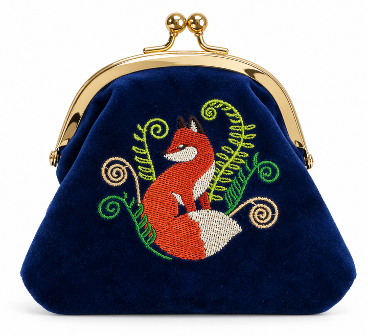 POWDER Bügeltasche dunkelblau mit Fuchs und Farnen