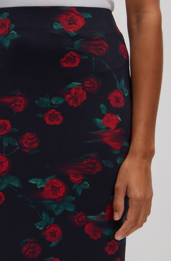 EDITED Rock Sofia, Farbe Schwarz mit Rosenprint