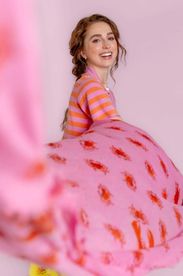 CUTE STUFF Cashmere Schal Krabben, Pink