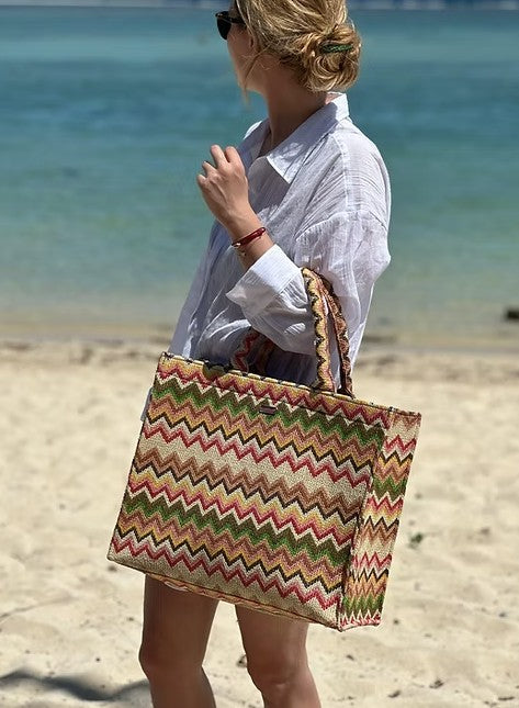 BRASI&BRASI Shopper groß, ZickZack Braun/Beige