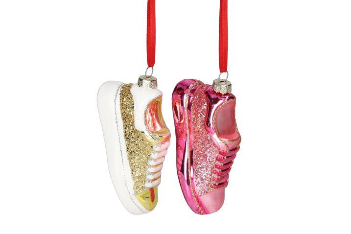 GIFTCOMPANY Christbaumkugel SNEAKER, Farbe Pink/Gold, 2-fach sortiert
