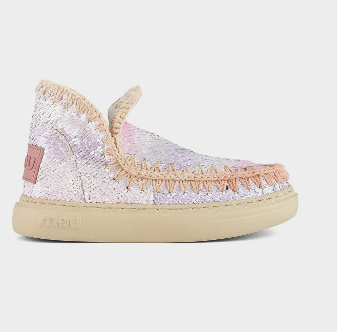 MOU Boot Summer bold sneaker sequins dégradé stitching, Pailletten rosa, ungefüttert