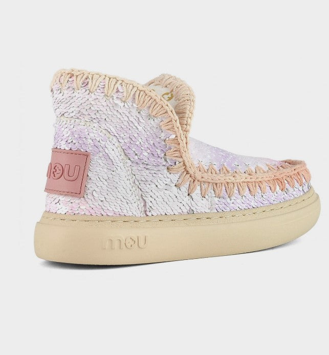 MOU Boot Summer bold sneaker sequins dégradé stitching, Pailletten rosa, ungefüttert