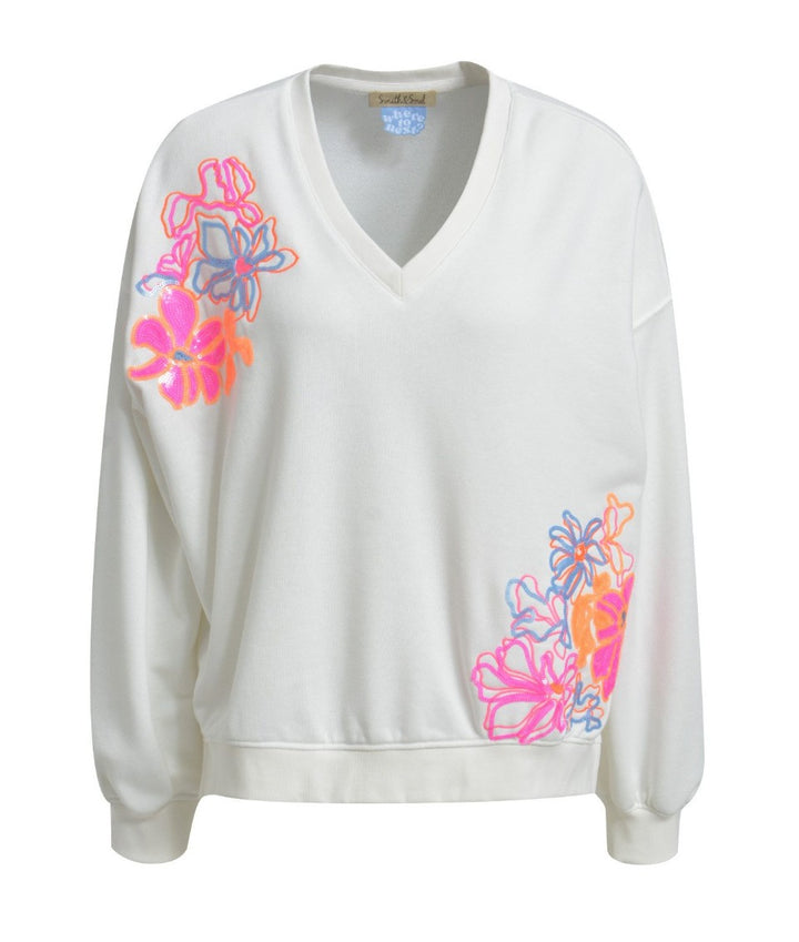 SMITH & SOUL Sweatshirt Blumen Pailletten