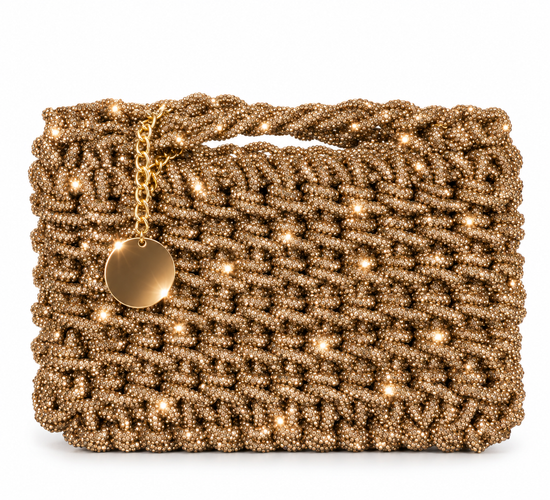 Tasche Stardust Gold mit stark glitzernder Oberfläche
