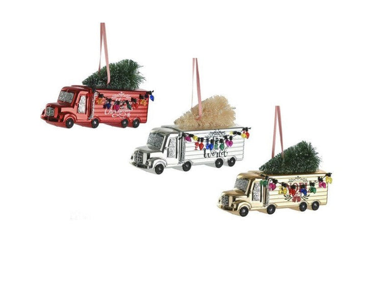 WEIHNACHTSKUGEL Kleiner Truck, aus Kunststoff, Farbe Gold