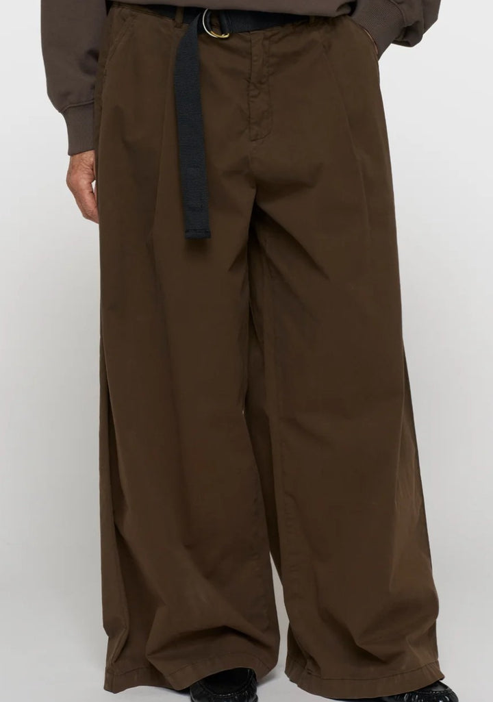 10DAYS Weite Hose aus Twill, Farbe Dunkelbraun
