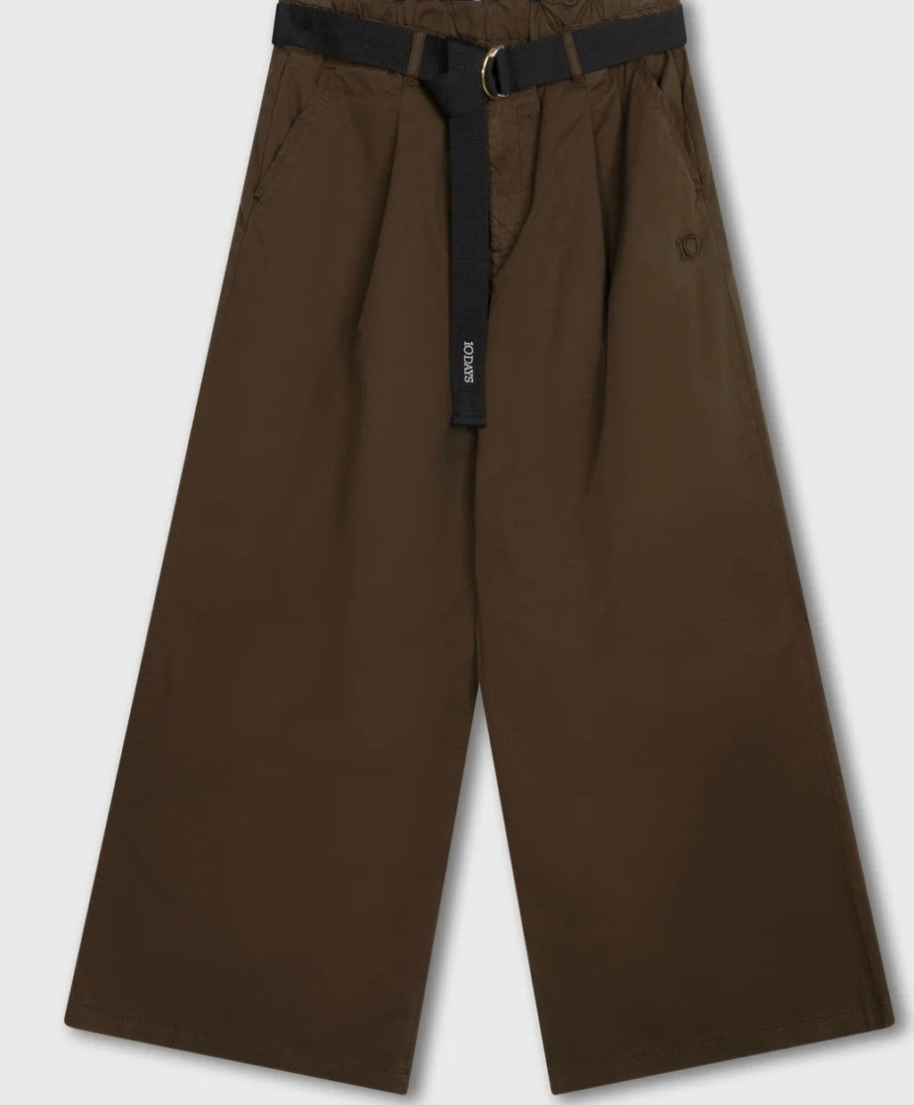 10DAYS Weite Hose aus Twill, Farbe Dunkelbraun