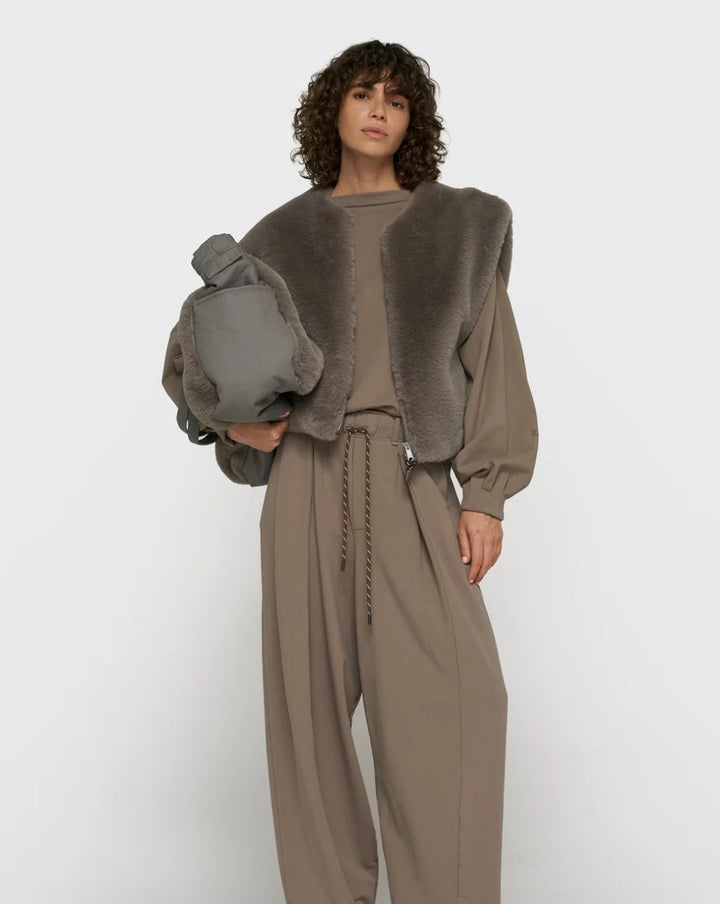 10DAYS Flauschige Weste Fluffy Vest, Farbe Portobello