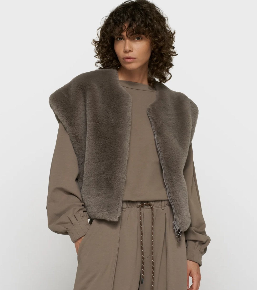 10DAYS Flauschige Weste Fluffy Vest, Farbe Portobello